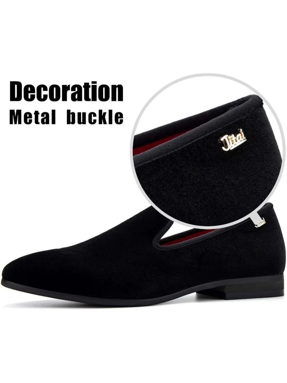 JITAI Men's Black15 Elegant Rubber & Leather Penny Loafers Casual Formal Shoes